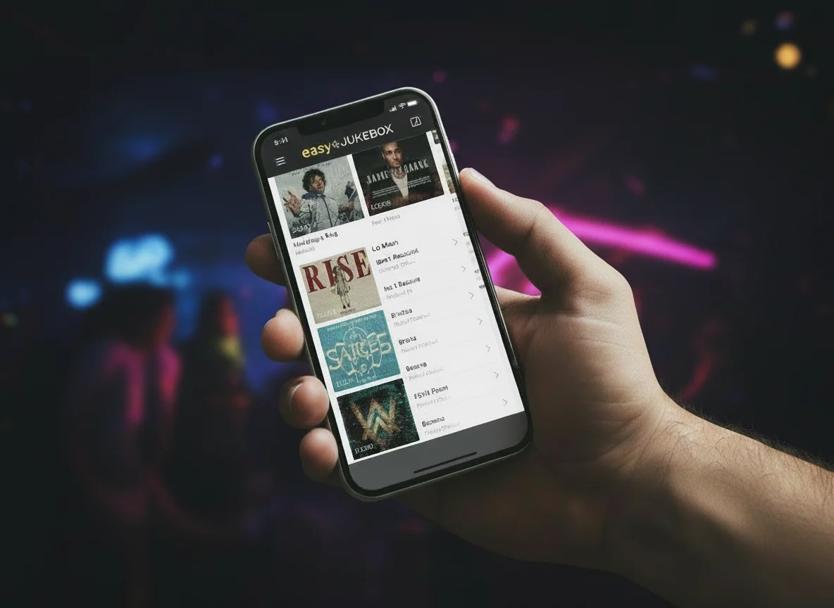 Guests choosing songs via easyJukebox mobile app